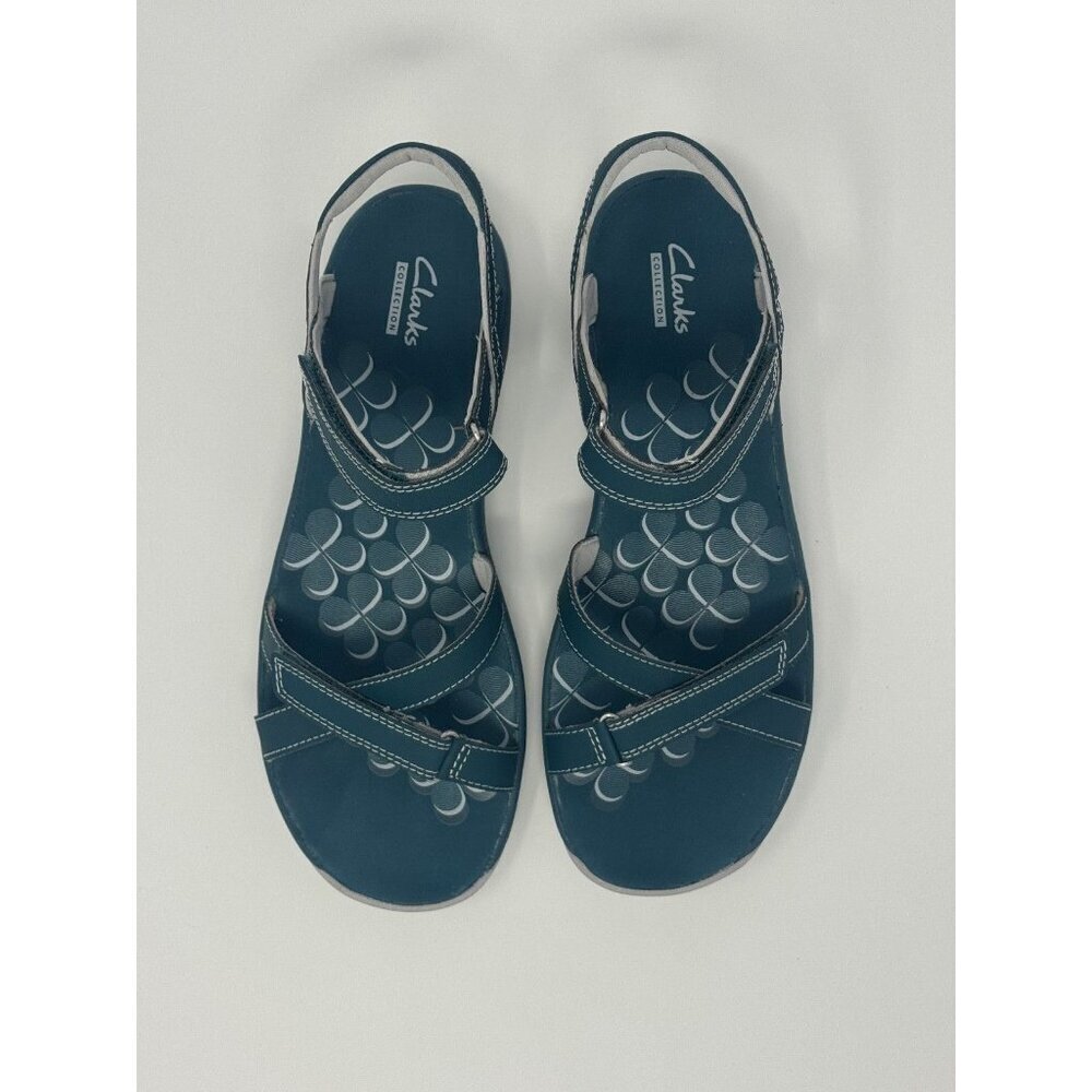 Clarks Women's Tresca Trace Sandal Size 8 Teal Adjustable Strappy - Picture 6 of 7